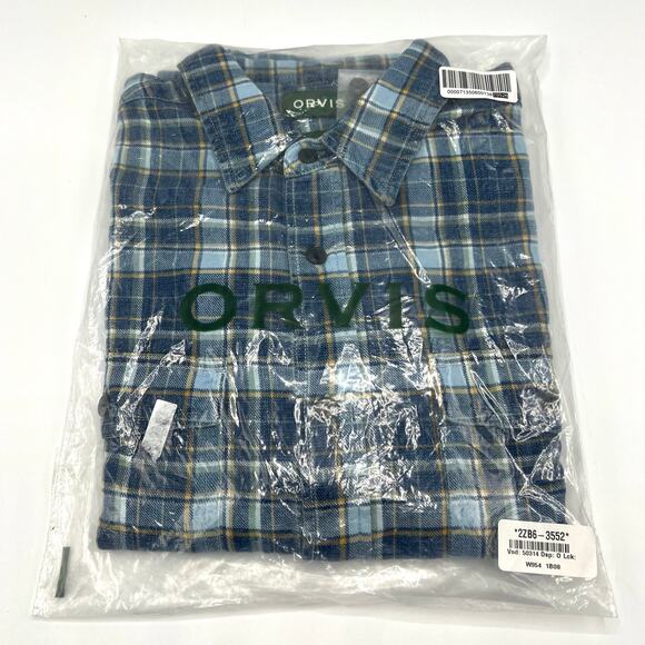 NWT Orvis Active Fit Long Sleeve Blue Flannel Men’s Shirt Size Medium - Picture 4 of 4